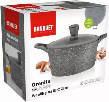 Пресс-кастрюля алюминиевый ГРАНИТ 28см 6,4л Banquet