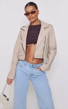 PrettyLittleThing Базовая косуха из искусственной кожи Stone