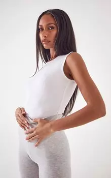 PrettyLittleThing Базовое белое боди-стринги из хлопковой смеси