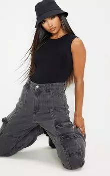 PrettyLittleThing Базовое боди-стринги черного цвета из смесового хлопка