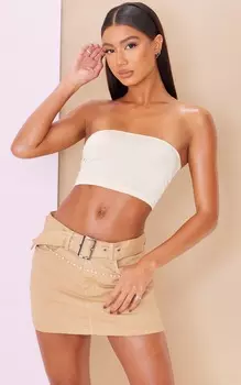 PrettyLittleThing Базовое кремовое облегающее бандо