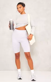 PrettyLittleThing Базовые серые велосипедки из хлопковой смеси