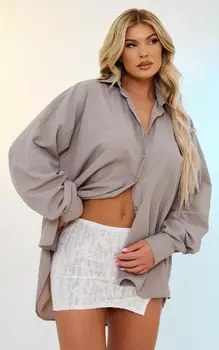 PrettyLittleThing Белая мини-юбка из фактурного джерси