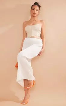 PrettyLittleThing Белая плиссированная юбка мидакси с вырезом на талии