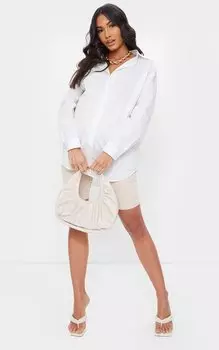 PrettyLittleThing Белая рубашка оверсайз для беременных