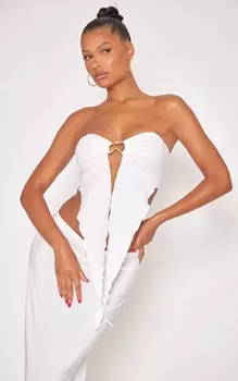 PrettyLittleThing Белая текстурированная тканая фурнитура с заостренным краем бандо