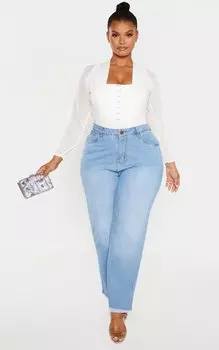 PrettyLittleThing Белое боди с сетчатыми рукавами и люверсами Plus