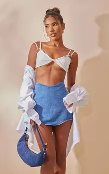 PrettyLittleThing Белый бюстгальтер без косточек с двумя ремешками из льна на ощупь