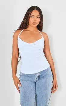 PrettyLittleThing Белый длинный топ на бретельках с облегающим капюшоном на тонких бретелях