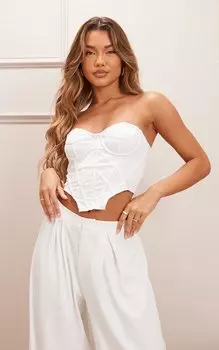 PrettyLittleThing Белый корсет-бандо