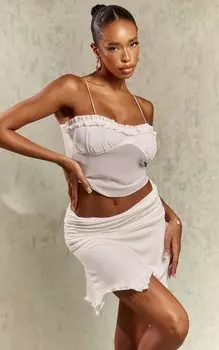 PrettyLittleThing Белый шифоновый бюстгальтер без косточек с эластичными ремешками и сборками