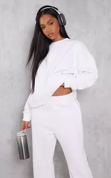 PrettyLittleThing Белый свободный свитшот с разрезом по краю