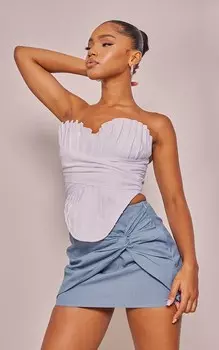 PrettyLittleThing Белый тканый корсет со складками и драпировкой спереди