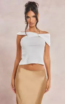 PrettyLittleThing Белый топ с уплотнительным кольцом из ацетата