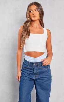PrettyLittleThing Белый удлиненный укороченный топ Contour Sculpt