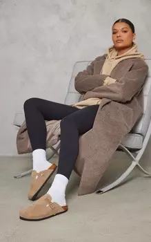 PrettyLittleThing Бежевые сабо-мюли из искусственной замши с пряжками