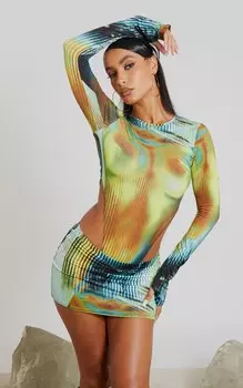 PrettyLittleThing Боди с высоким вырезом и мульти-боди с принтом