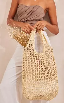 PrettyLittleThing Большая сумка-тоут из натуральной рафии