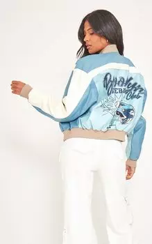 PrettyLittleThing Большой стеганый бейсбольный бомбер Tall нежно-голубого цвета