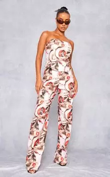 PrettyLittleThing Брюки-карго из эластичной ткани с принтом Red Lips и низкой посадкой