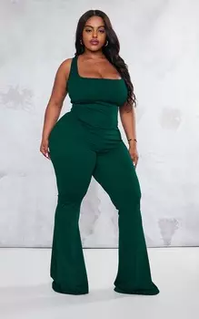 PrettyLittleThing Брюки сосново-зеленого цвета с высокой талией и высокой талией Plus