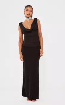 PrettyLittleThing Черная блузка-рубашка с длинным рукавом и текстурированной завязкой спереди