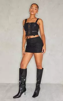 PrettyLittleThing Черная мини-юбка карго из твила