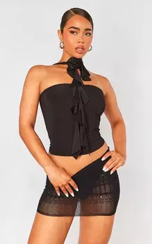 PrettyLittleThing Черная мини-юбка с лазерной резкой