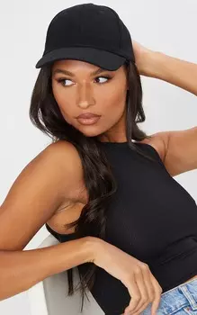 PrettyLittleThing Черная однотонная бейсболка