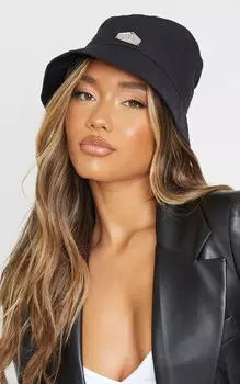 PrettyLittleThing Черная панама с серебристыми деталями