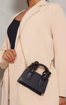 PrettyLittleThing Черная сумка-саквояж с мини-ручкой из искусственной кожи