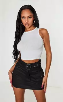 PrettyLittleThing Черная юбка-карго из твила с карманами спереди