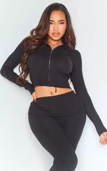 PrettyLittleThing Черная вязаная куртка на молнии Shape