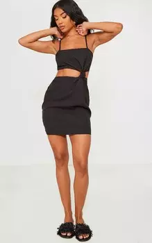 PrettyLittleThing Черное облегающее платье из эластичной ткани с вырезами и вырезами