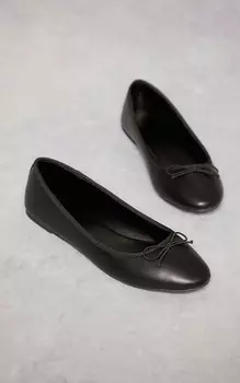 PrettyLittleThing Черные балетки с бантом