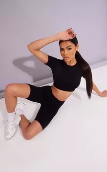 PrettyLittleThing Черные бесшовные базовые велосипедки