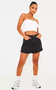 PrettyLittleThing Черные джинсовые шорты Mom
