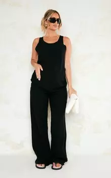 PrettyLittleThing Черные льняные широкие брюки для беременных
