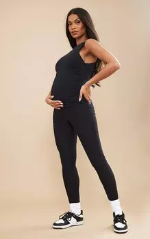 PrettyLittleThing Черные леггинсы из мягкого джерси для беременных
