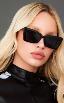 PrettyLittleThing Черные массивные расклешенные солнцезащитные очки «кошачий глаз»