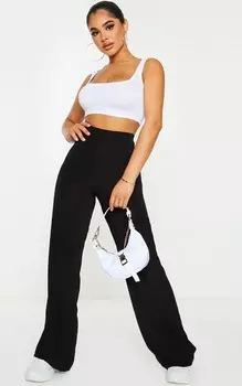 PrettyLittleThing Черные обтягивающие прямые брюки Petite Kyleigh