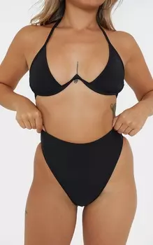 PrettyLittleThing Черные плавки бикини Mix & Match Petite с высокой талией
