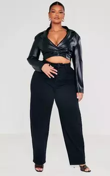 PrettyLittleThing Черные потертые джинсы-бойфренды