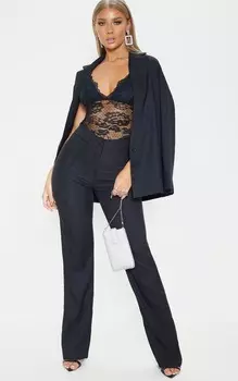 PrettyLittleThing Черные прямые брюки с высокой талией