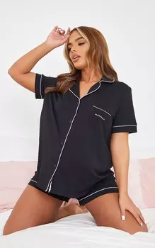 PrettyLittleThing Черные шорты Mama PJ для беременных
