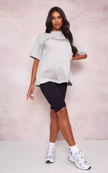 PrettyLittleThing Черные велошорты в рубчик со структурированной структурой для беременных