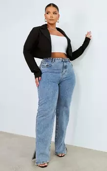 PrettyLittleThing Черный базовый укороченный пиджак на пуговицах спереди