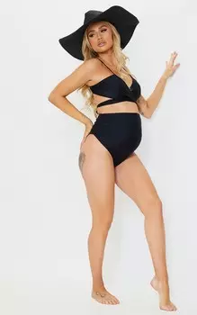 PrettyLittleThing Черный бикини-топ для кормящих мам с запахом и для беременных
