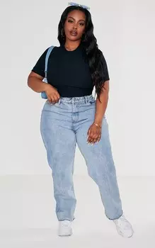 PrettyLittleThing Черный боди из мягкого материала с высоким воротом и короткими рукавами Plus