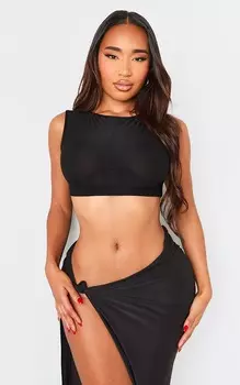 PrettyLittleThing Черный облегающий укороченный топ-гонщик Shape